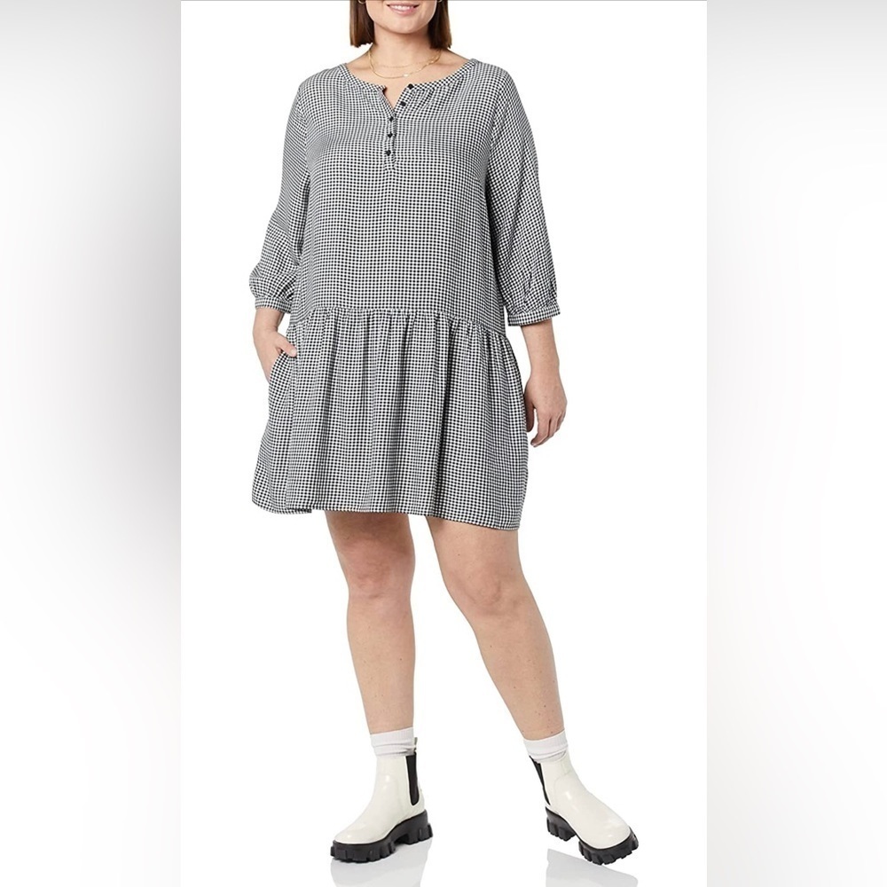 Amazon Essentials Women's Mini Feminine Fluid Twill Shirt Dress- Large